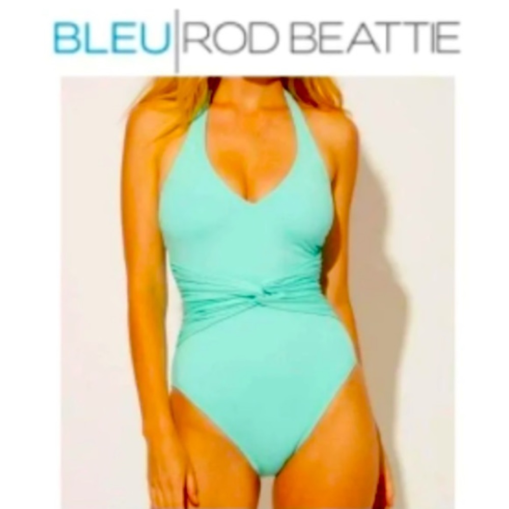 Bleu Rod Beattie Urban Goddess Halter One Piece Swimsuit in Belize NWT